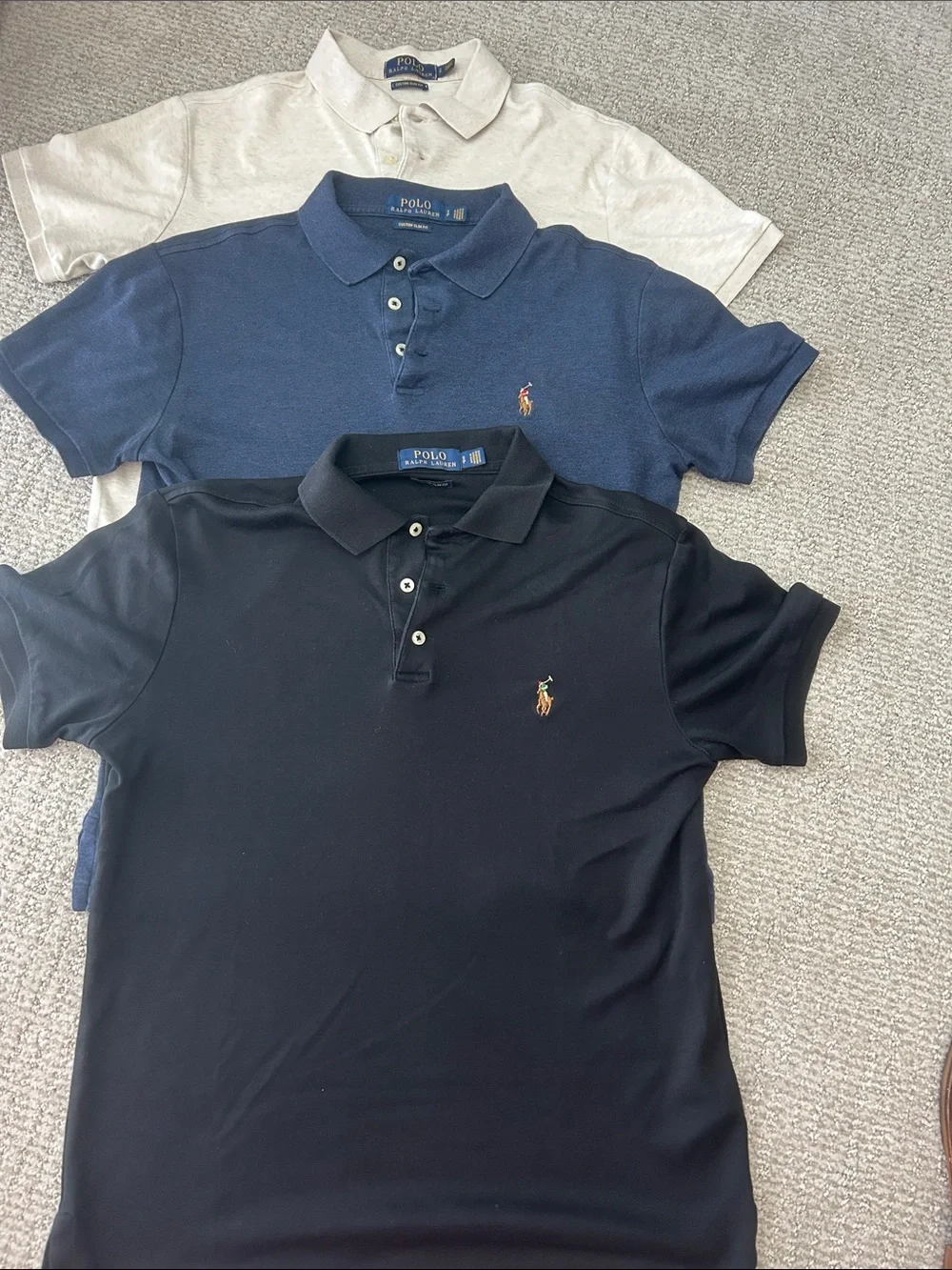 Polo by Ralph Lauren Three-Pack Polo Shirts — Black, Navy, Cream